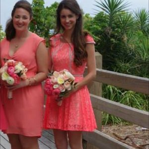 FindersKEEPERS coral lace dress