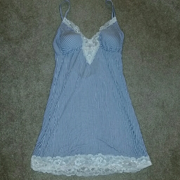 Blue Pin-Striped Baby Doll Nighty - Picture 1 of 3