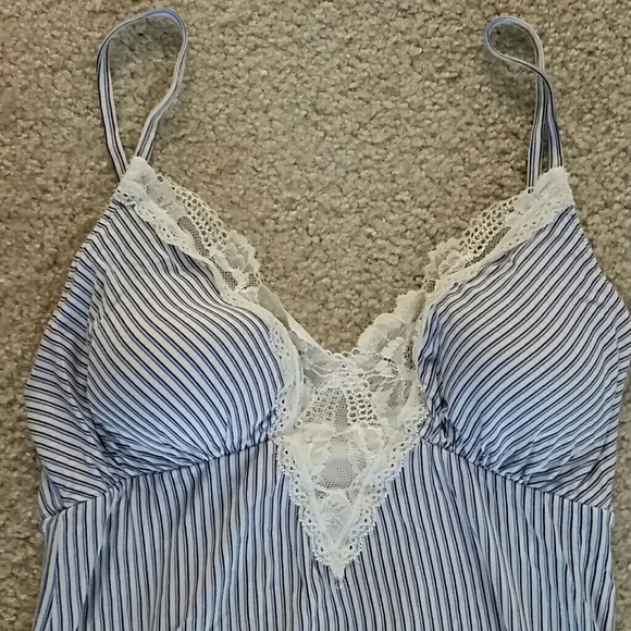 Blue Pin-Striped Baby Doll Nighty - Picture 2 of 3