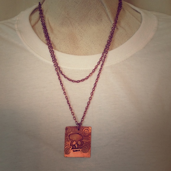 AWESOME Copper Long or Short necklace artist drawn - Picture 1 of 4