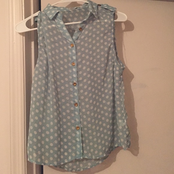 Tiffany blue Polk a dot top
