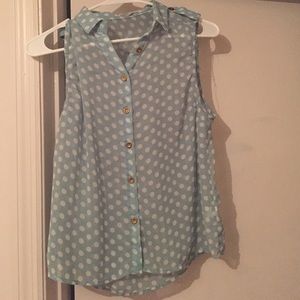 Tiffany blue Polk a dot top