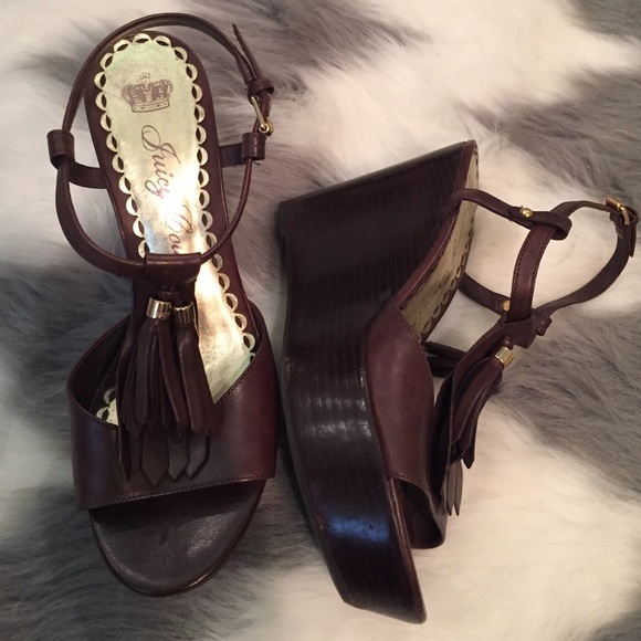 Juicy Couture Platform Brown Wedge Heels