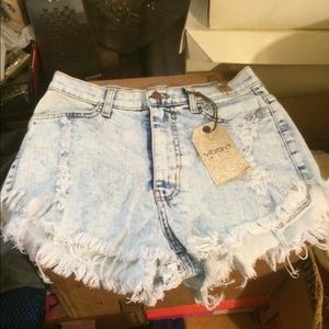 Light Denim High Waisted Shorts