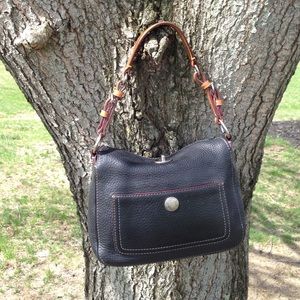 Pebbled leather Black and Brown Coach Bag