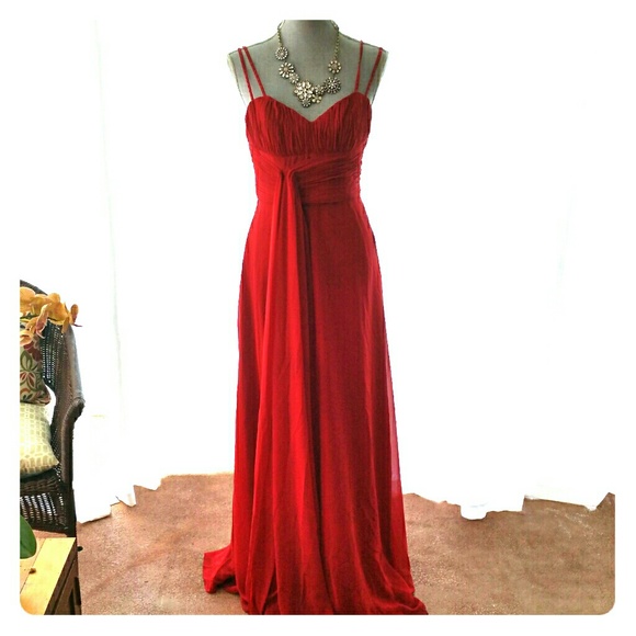 Red full length dress