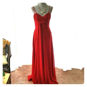 Red full length dress