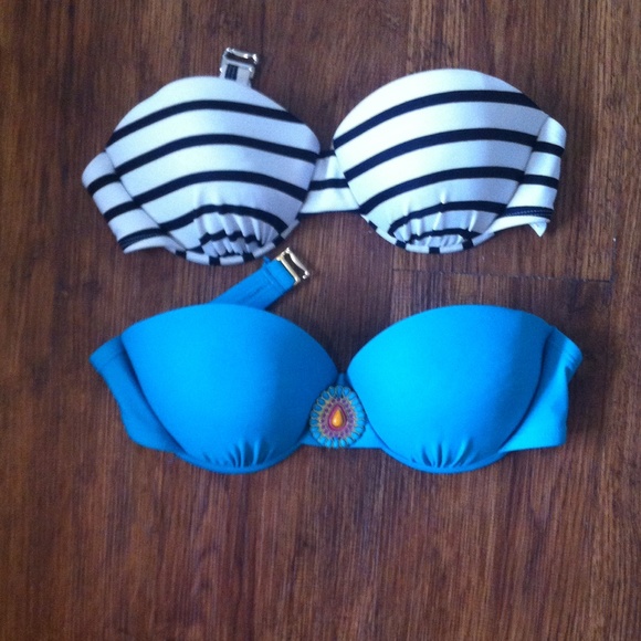 Xhileration Bikini Tops (boho teal and b&w stripe)