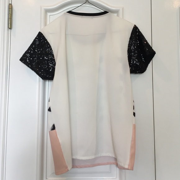 Zara sequin black and pink top - Picture 3 of 4