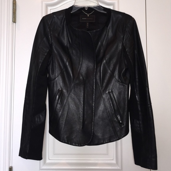 BCBG Leather Jacket - cropped back