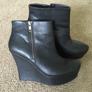 Black Wedge Booties