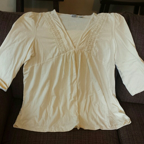 Yellow 3/4 sleeve maternity top