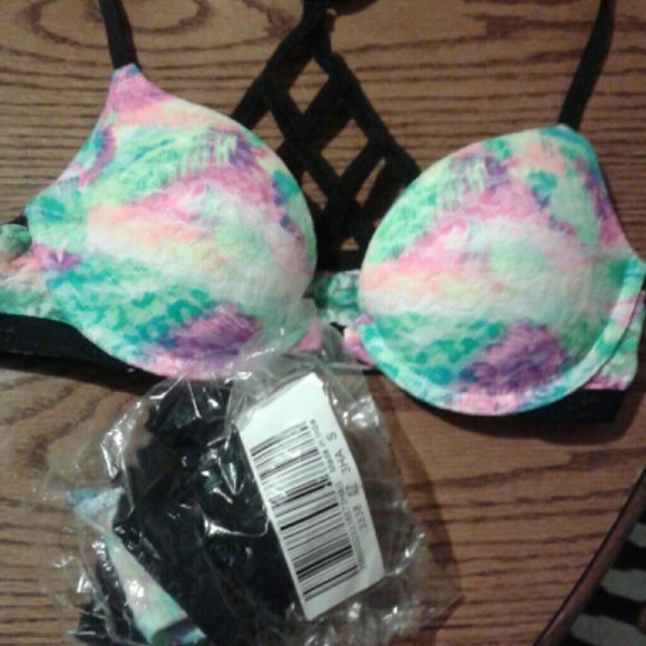 SOLD....tropical strappy back Vs Bra n small undie