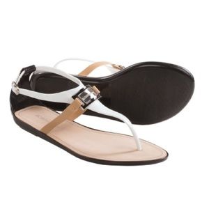 BCBGeneration Black, White, Tan Thong Sandal