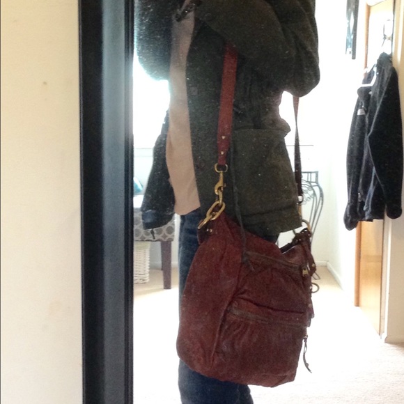Fossil leather cross-body bag