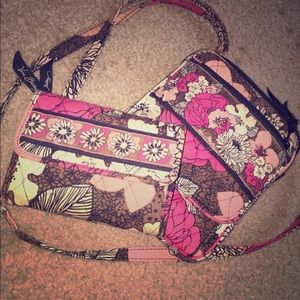 Pink and Brown Vera Bradley crossbody purse