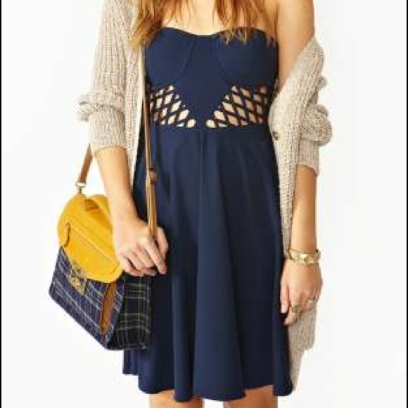 Navy Nastygal cutout dress