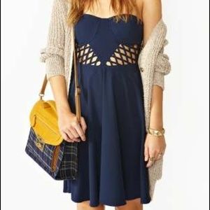 Navy Nastygal cutout dress