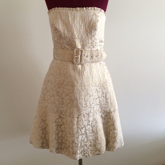 BCBG MaxAzria cream & gold dress