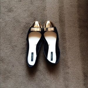Zara Metallic Cap Ballerina Flats