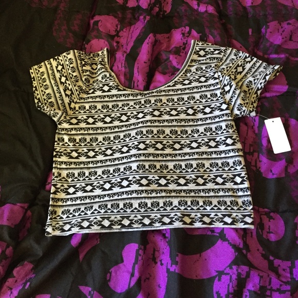 Black and grey Aztec crop top