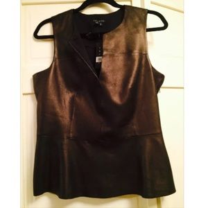 Theory Leather Peplum Top