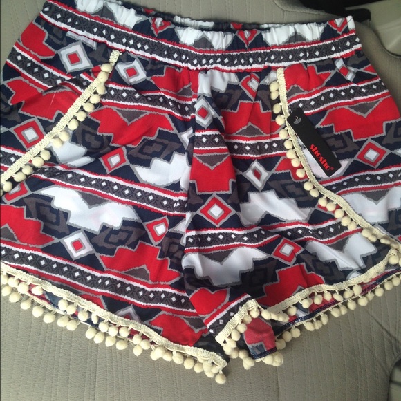 Brand new with tags red Pom Pom shorts