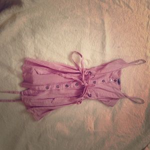 Spaghetti strap button up summer shirt