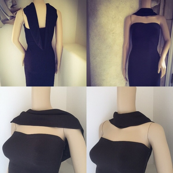 LAST DAY❗️Hervé Léger Chocolate Dress +Shawl Scarf - Picture 2 of 4