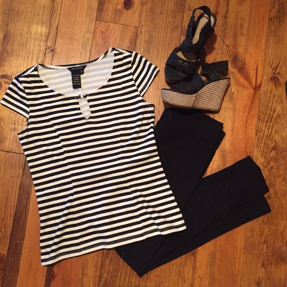 Black and white striped top
