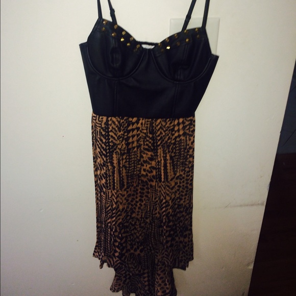 Leather studded buster with flowy bottom dress