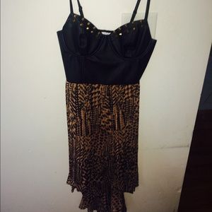 Leather studded buster with flowy bottom dress