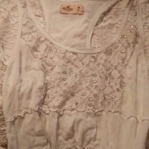 🚫SOLD🚫Hollister beaded lace racetrack flowy tank