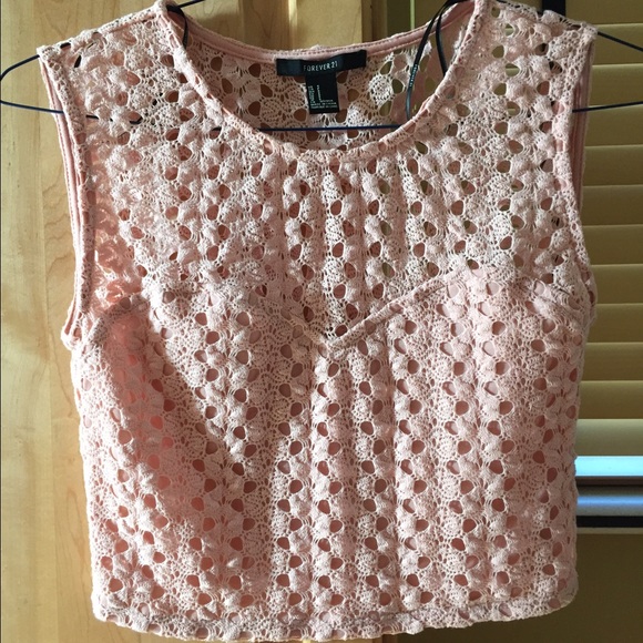 Light Pink Crotchet Crop Top