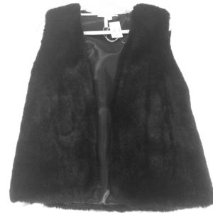 BCBG black fur vest size M/L