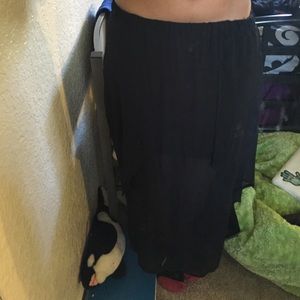 Shear black maxi skirt.