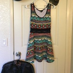 Aztec skater dress with lace waist
