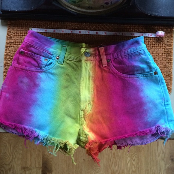 Urban renewal tie dye high waisted shorts