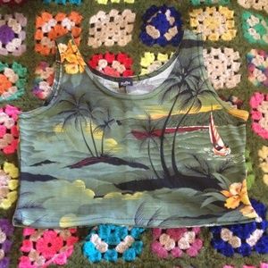 🌴 90s vintage tropical Hawaiian crop top t shirt