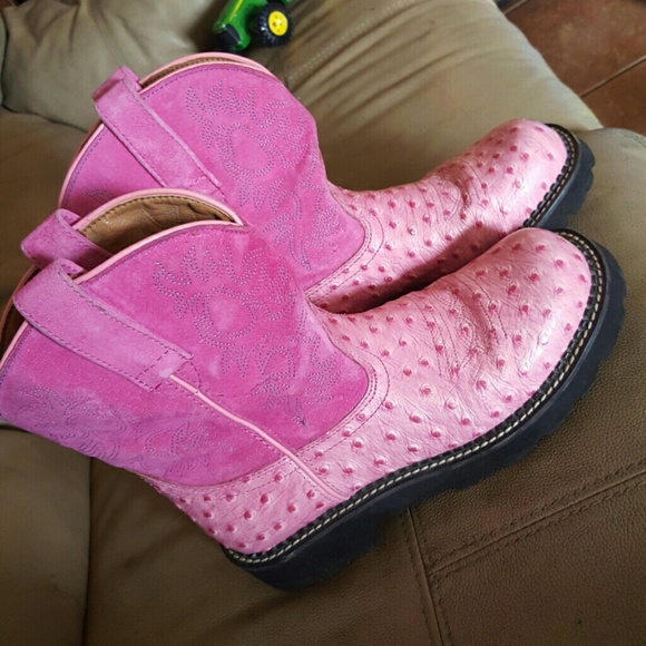 Women's Ariat ostrich boots Pink leather Western