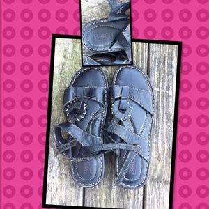BORN black leather sandals