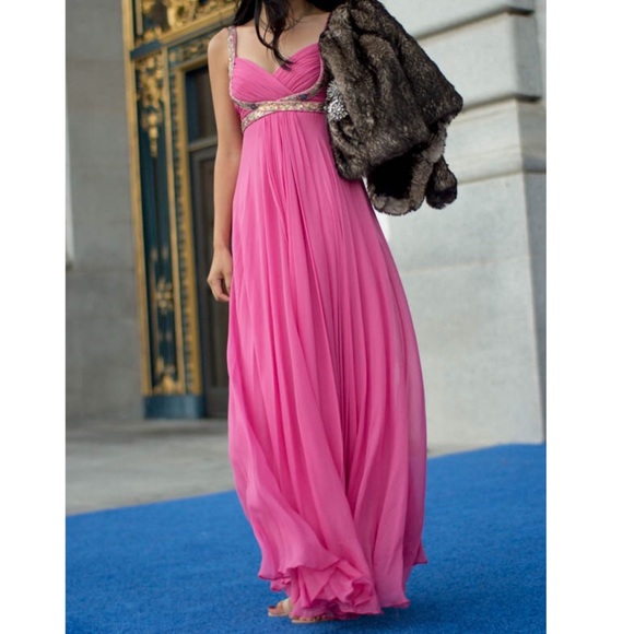 Marchesa Notte pink evening gown dress
