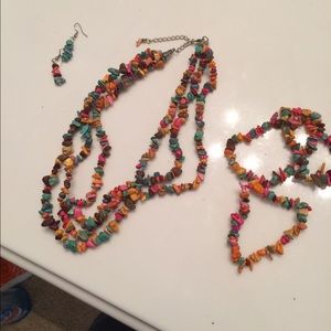 Rock Necklace, Bracelet, and Earrings