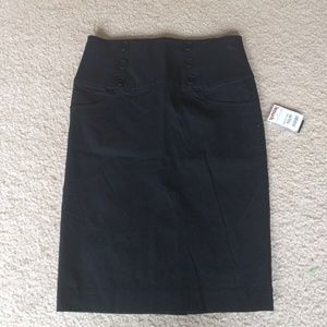 Black stretch pencil skirt
