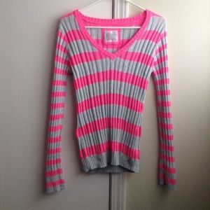 Justice-hot pink and grey sweater