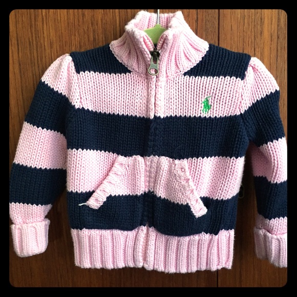Ralph Lauren baby girl navy blue & pink sweater