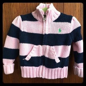 Ralph Lauren baby girl navy blue & pink sweater