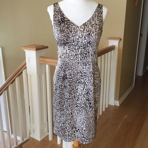 Ann Taylor Brown Patterned Silk Sheath