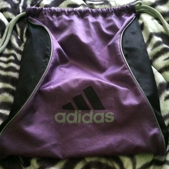 Purple/black Adidas draw string bag