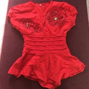 Red embellished peplum